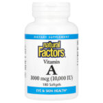 Natural Factors, Vitamin A, 3,000 mcg (10,000 IU), 180 Softgels